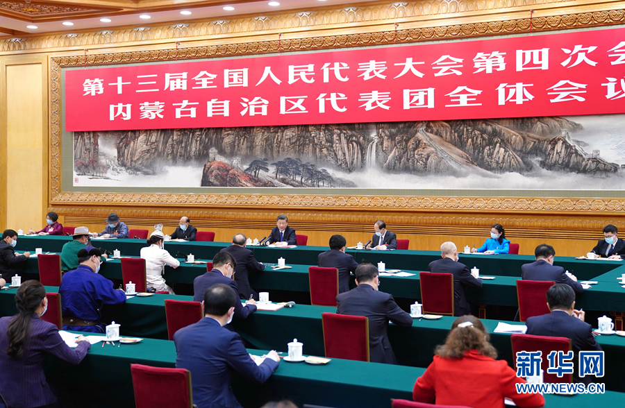 3月5日，中共中央總書記、國家主席、中央軍委主席習(xí)近平參加十三屆全國人大四次會(huì)議內(nèi)蒙古代表團(tuán)的審議。新華社記者 謝環(huán)馳 攝